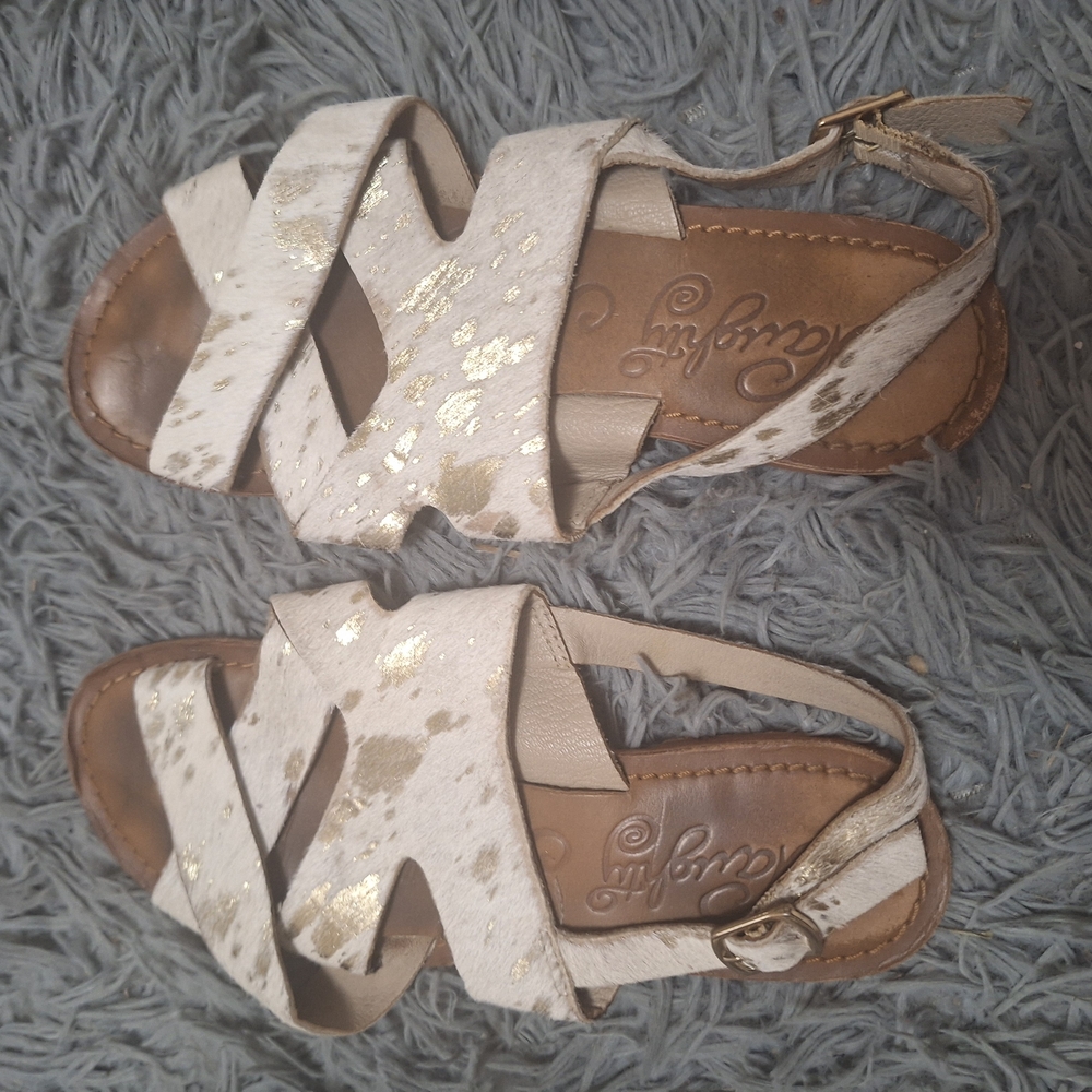 Naughty Monkey Gold and Cream Sandals